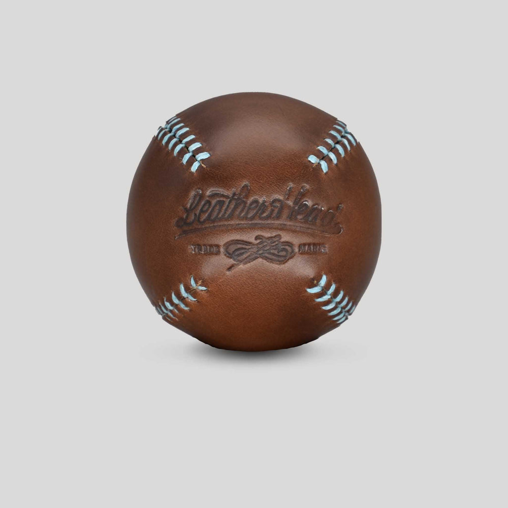 Lemon Ball Leather Baseball - Brown & Turquoise