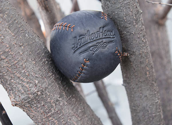 Lemon Ball Leather Baseball - Burgundy & Black